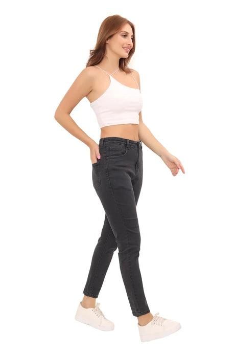 Attire Lab Women's Solid High Waist Skinny Jeans -Grey - ApnaBuyer